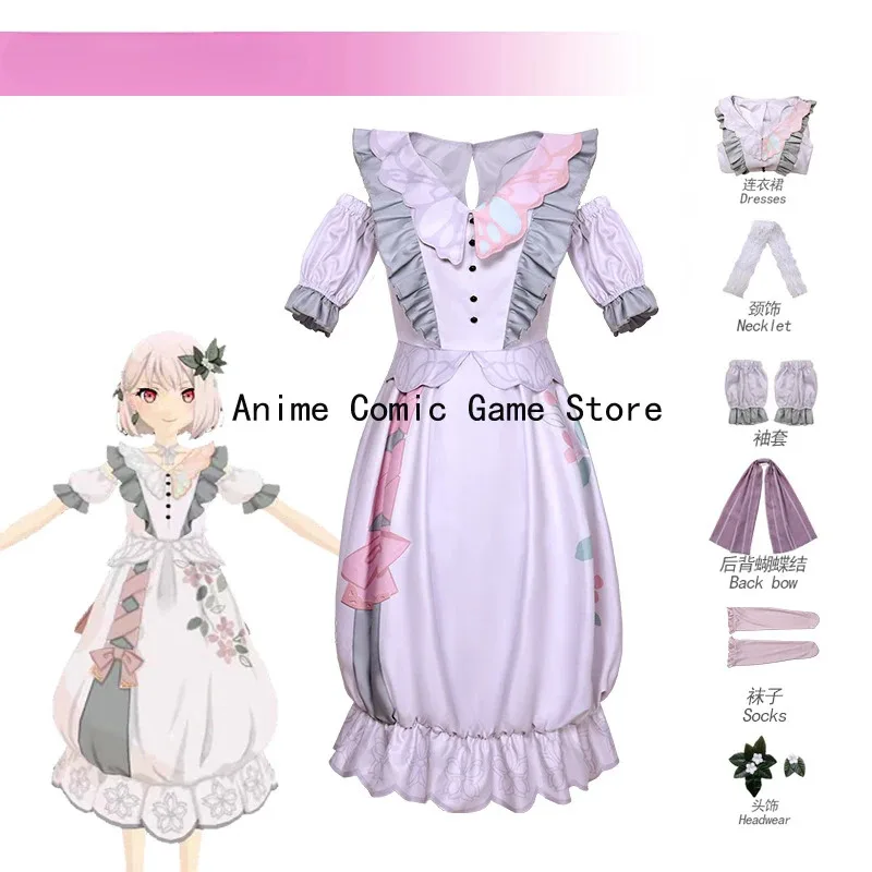 

In Stock XS-2XL Akiyama Mizuki Cosplay Pjsk Anime Project Sekai Cosplay Lolita Dress Pink Wig Halloween Party Outfis for Women