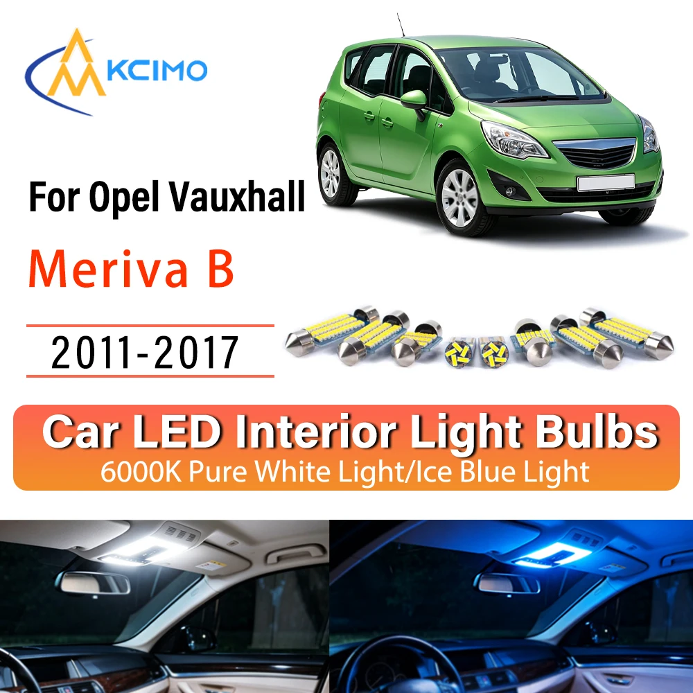 

LED Kit For Opel Vauxhall Meriva B 2011-2017 Interior Lights Super Bright Atmosphere, Lamp Ice Blue White Easy Install