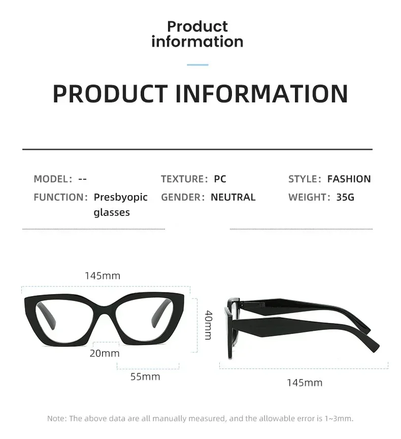 Ladies Anti-blue Light Plus Diopter Eyewear Vintage Women Large Reading Glasses Trendy HD Lens Far Sight Eyeglasses 0 To +4.0