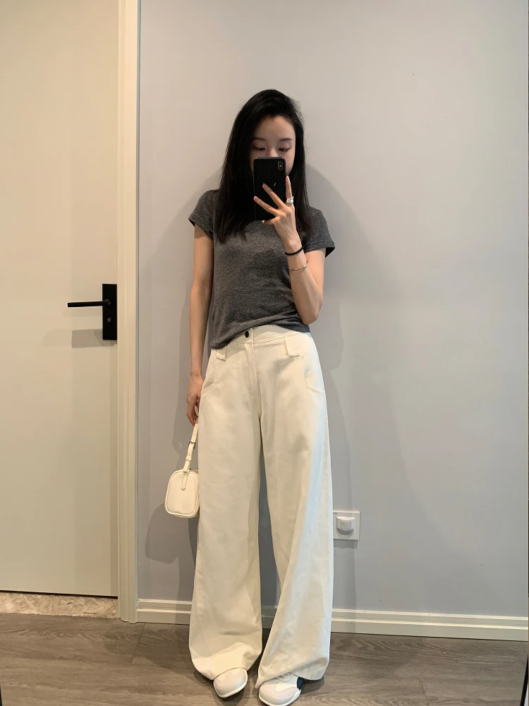 

Awencoat Summer Women's Casual Pants Straight Leg Loose Fit Slimming Long Linen Design Sensation Commute Sle