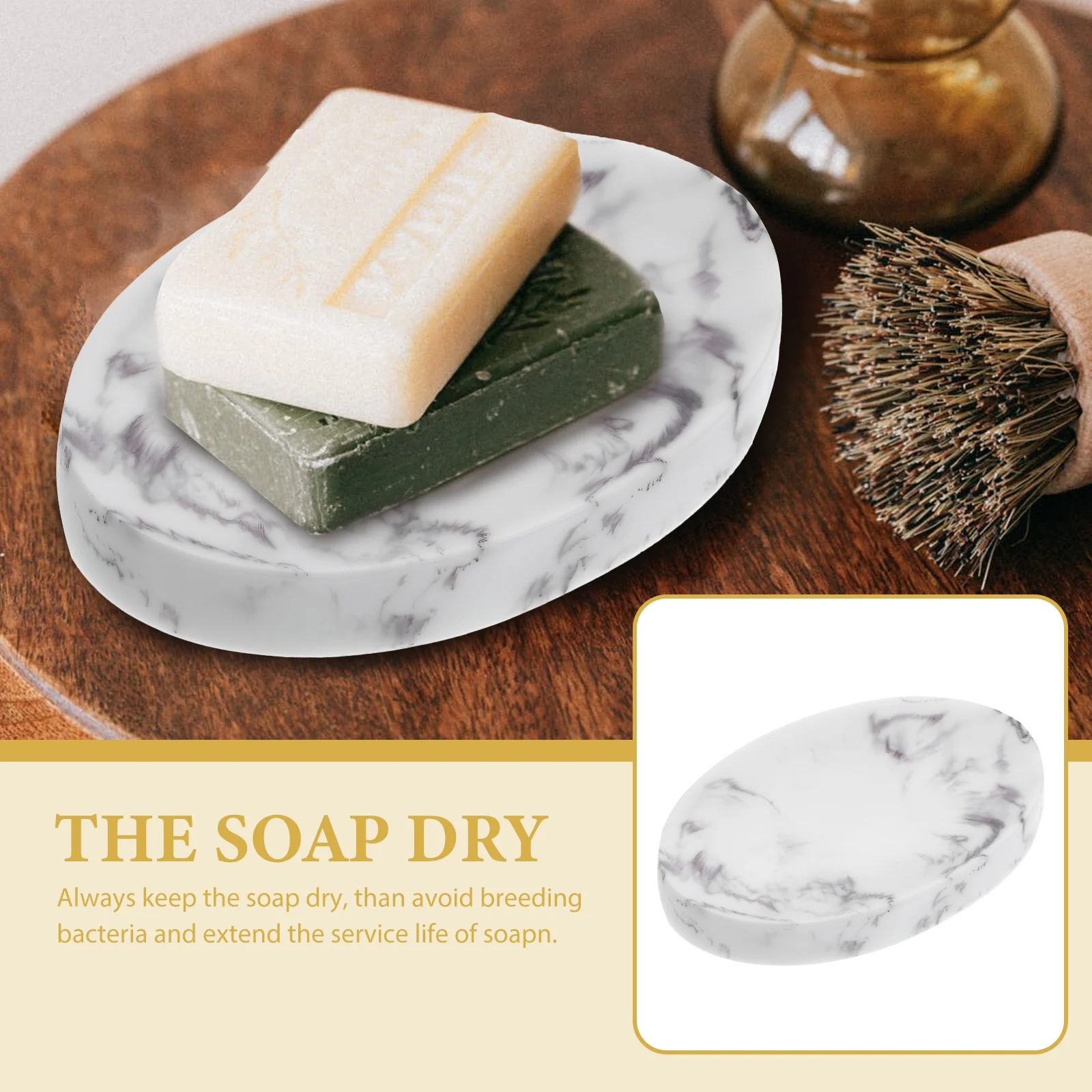 

Marble Pattern Dish Black Bathroom Accessories Compact Lightweight Strong Load Bearing Moisture Proof Fracture Resistance