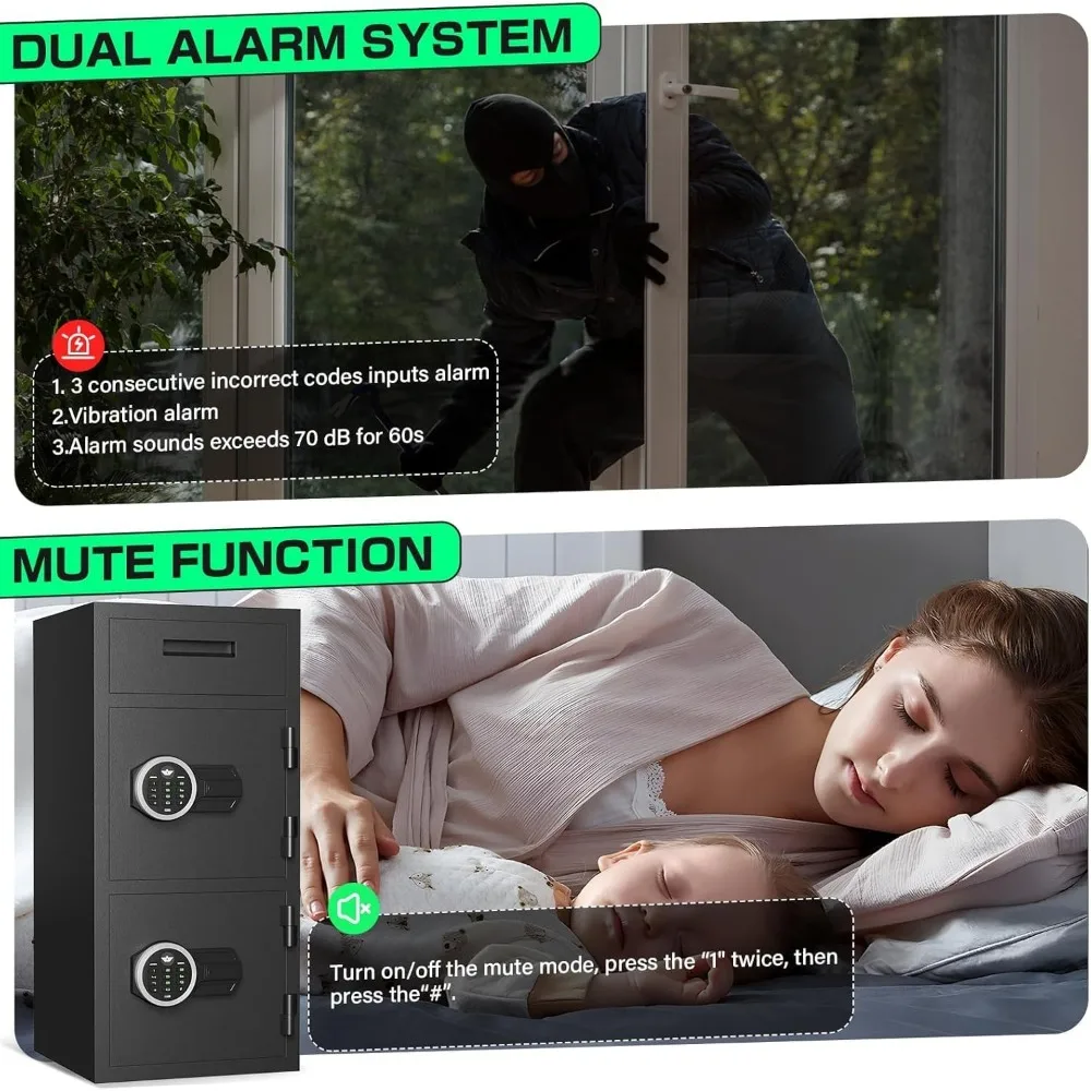 آمن، 6.5 شبل كبير جدًا، آمن للمنزل، مقاوم للحريق، صندوق إيداع مع فتحة قطرة، خزائن متدلية للأعمال، صندوق أموال كبير مع