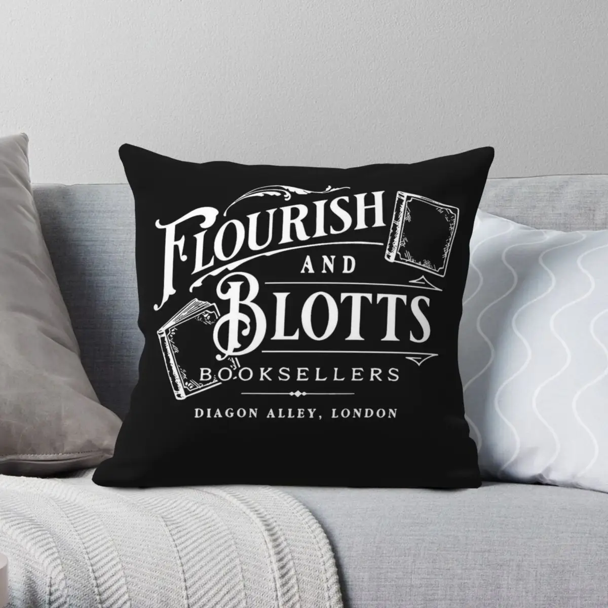 Flourish And Blotts Diagon Alley Square Pillowcase Polyester Linen Velvet Printed Zip Decor Home Cushion Case 18