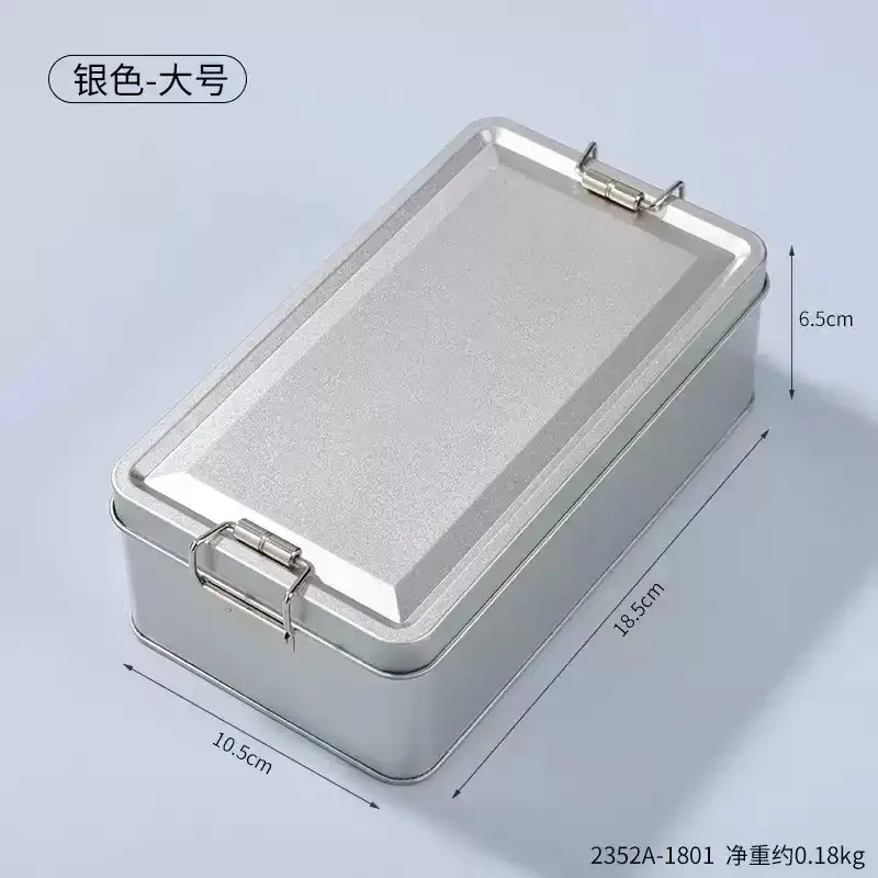 Silver Tin Box Containers Metal Storage Box with Lids Rectangular Containers with Buckle Latch for Home Storage Outdoor Usage