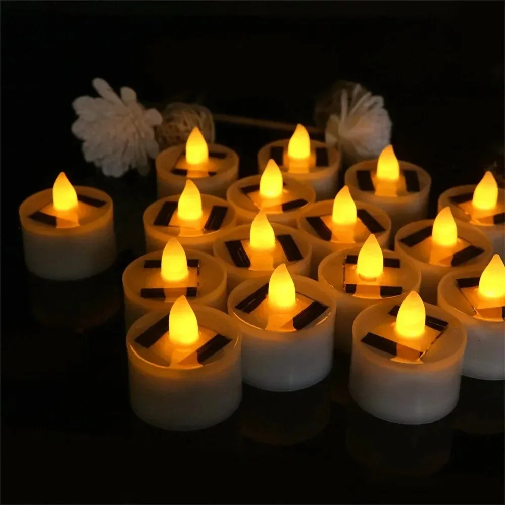 10PCS Solar Tea Light Led Candles Flameless Outdoor Waterproof Solar Tea Lights Rechargeable Candles for Party Garden Home Decor