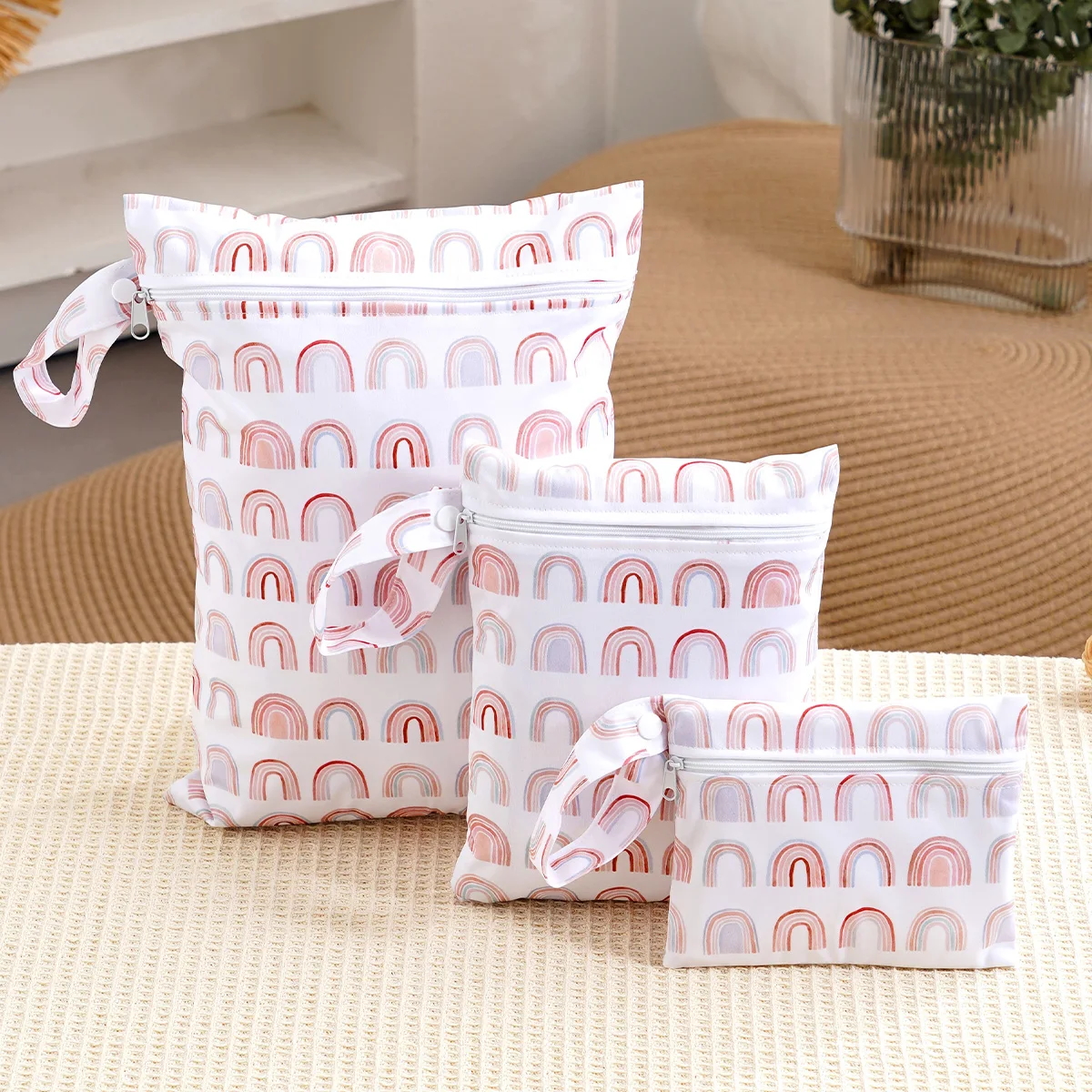 HappyFlute, набор из 3 предметов, многоразовая сумка для подгузников с принтом, карман на молнии, дорожная сумка для хранения, разные сценарии, размеры, маленький, средний, большой