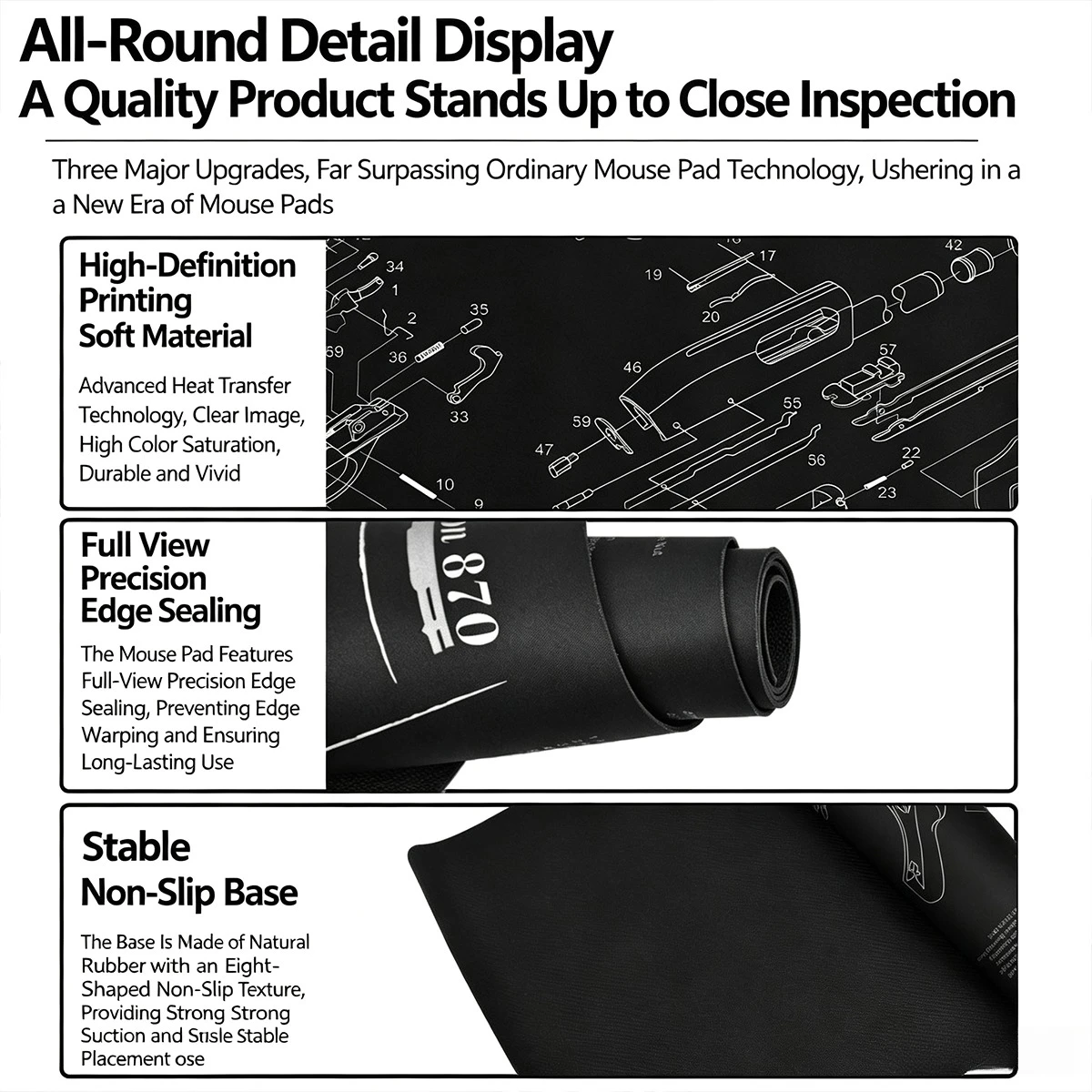 30*90CM GUN Mouse Pad AR15 AK47 Remington 870 Rifle Gun Smith Repair Build Bench Pads Cleaning Rubber Parts Diagram Instruction view 4