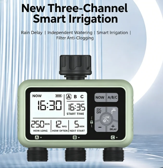 3-Valve Independent Control Timing Irrigation Controller Outdoor Garden Automatic Watering Device For Yard Plant Watering
