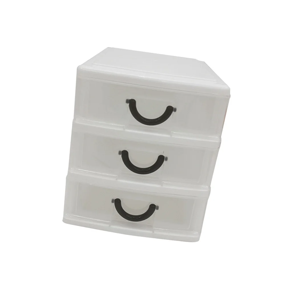 صندوق تخزين مكتبي مكون من 3 طبقات باللون البيج، منظم درج بلاستيكي شفاف، حامل مجوهرات، حاوية سطح المكتب، مكتب منزلي