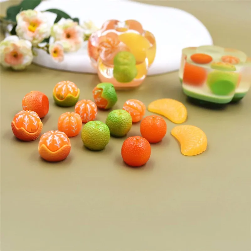 SNASAN 10pieces Fruits Tangerine Orange Handmade Materials Candy Toys UV Epoxy Jewelry Filling Materials Lovely Beads