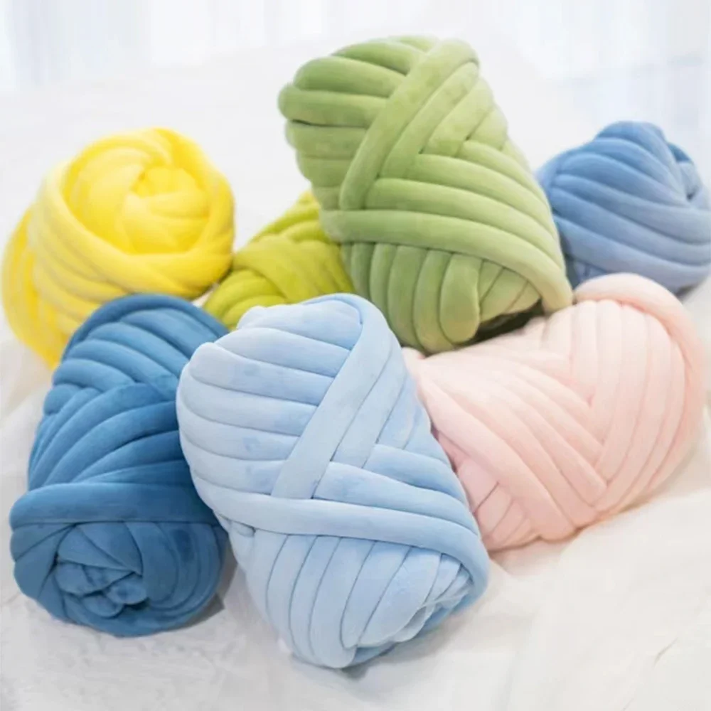 

500G Super Velvet Chunky Yarn Thick Cored Cotton Wool Tube Yarn for DIY Blanket Hat Bulky Arm Roving Handwork Knitting Spin Yarn