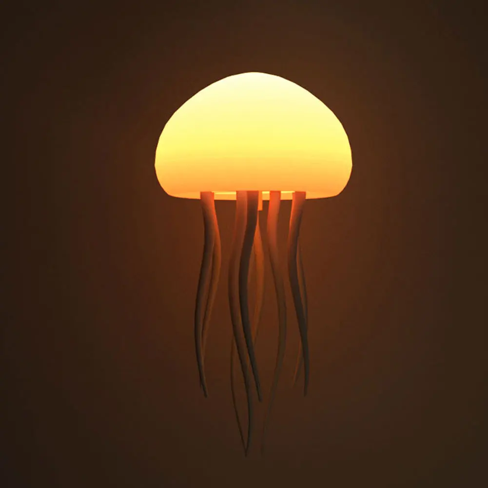 Cute Jellyfish Bedside Lamp Voice Control Type-C Charging Bedside Bedroom Companion Light Flexible Tentacles for Baby Kids Teens