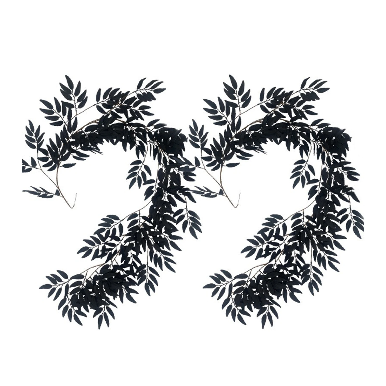 

Black Willow Leaf Vine 2pcs Artificial Willow Leaves Wedding Wall Hanging Green Plants Arch Wrapping Simulated Rattan 170cm