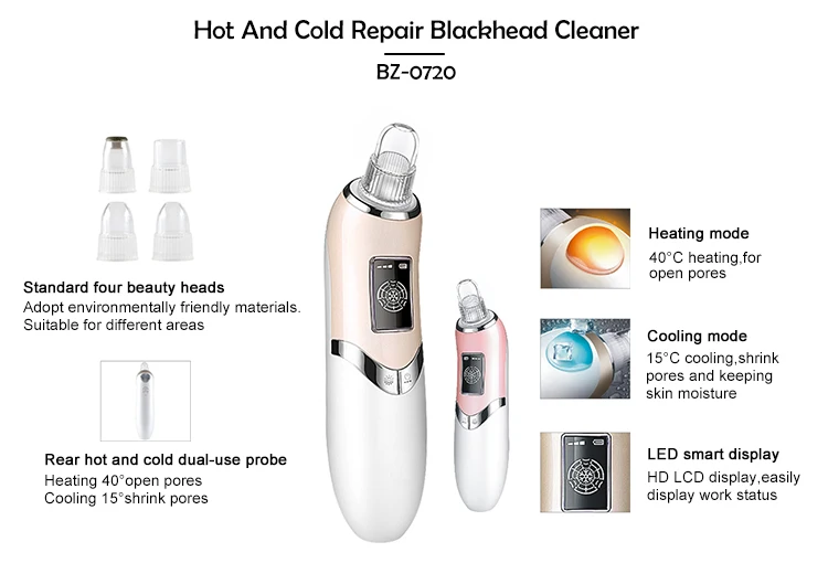 Riscaldamento Raffreddamento Pori del viso Pulizia profonda Elettrico ricaricabile Aspirazione sottovuoto Dispositivo per la rimozione dei punti neri