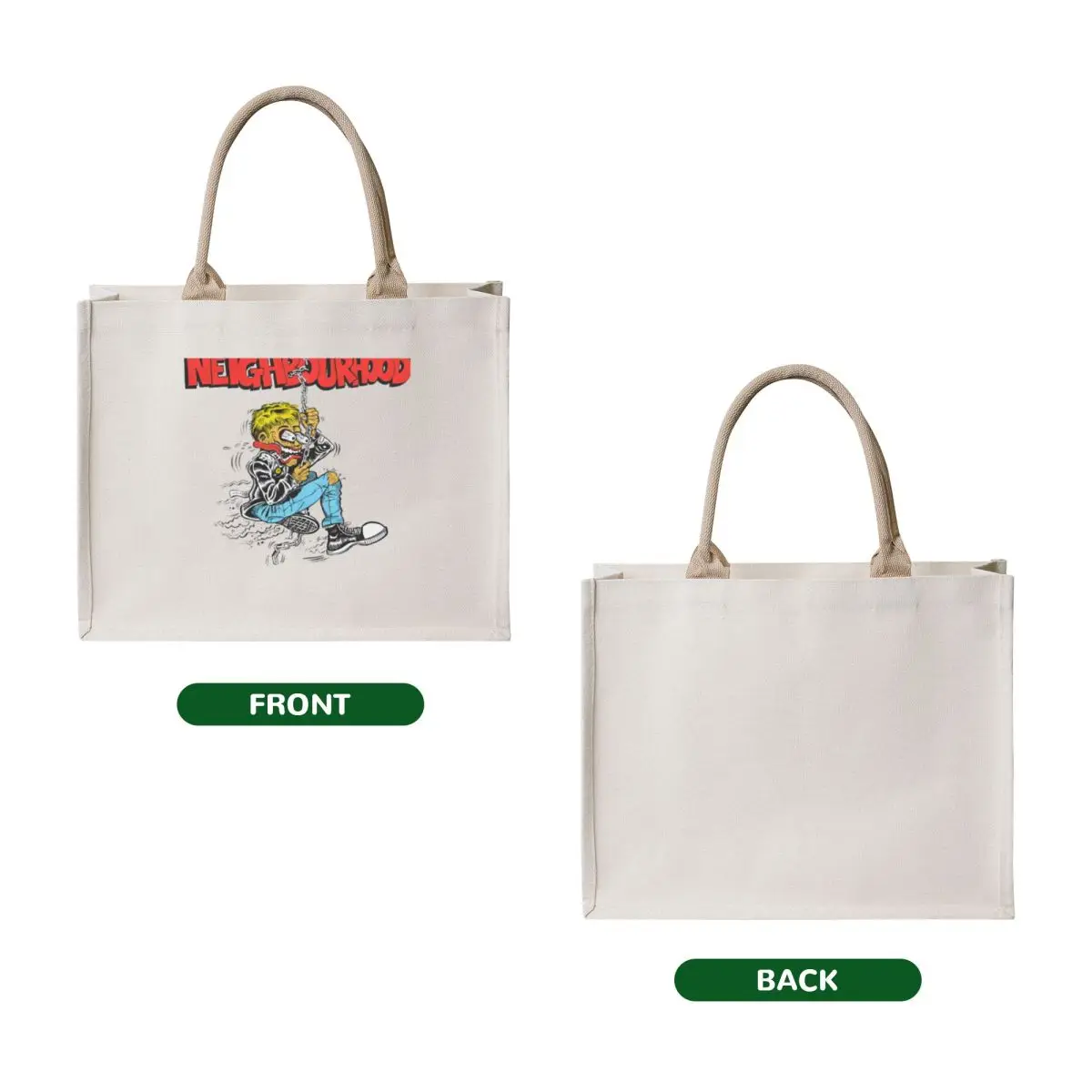 LE NBHD - تي شيرت كارتوني أساسي حمل حقيبة حمل حقائب رجالية قماشية حقيبة نسائية