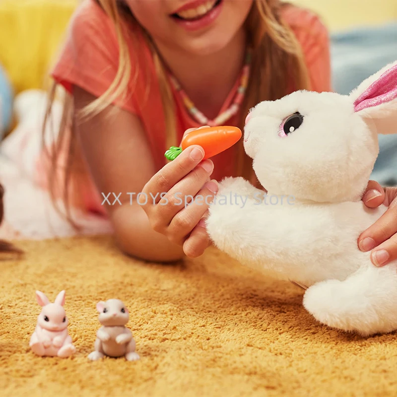 ZURU Pets Alive Mama Bunny and Baby Surprise-Jouets en peluche interactifs électroniques pour animaux de compagnie avec son, compagnon pour enfants, lapin mignon