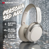 Monster Persona 3rd ANC Wireless Bluetooth 6.0 Headphones -45dB Active Noise Cancellation Immersive Deep Bass Over-ear Earphones