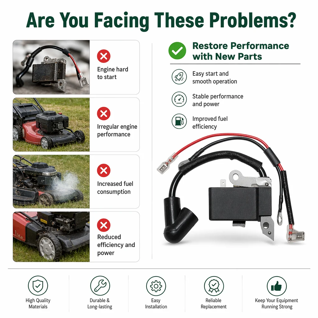 Ignition Coil For Poulan 2200 2500 2600 2750 PP295 2775 2900 Husqvarna 136 137 141 Replaces 545199901 30039143 545063901 Parts