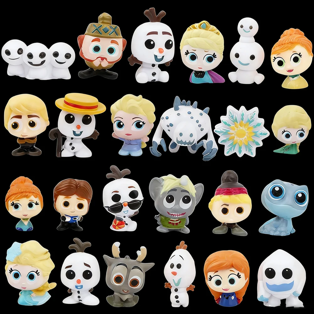 Set de 24 Figuras de Anime Versión Q, Princesa Elsa, Anna, Olaf, Modelo de Escritorio, Decoración para Pasteles, Colección de Juguetes, Regalo de Navidad