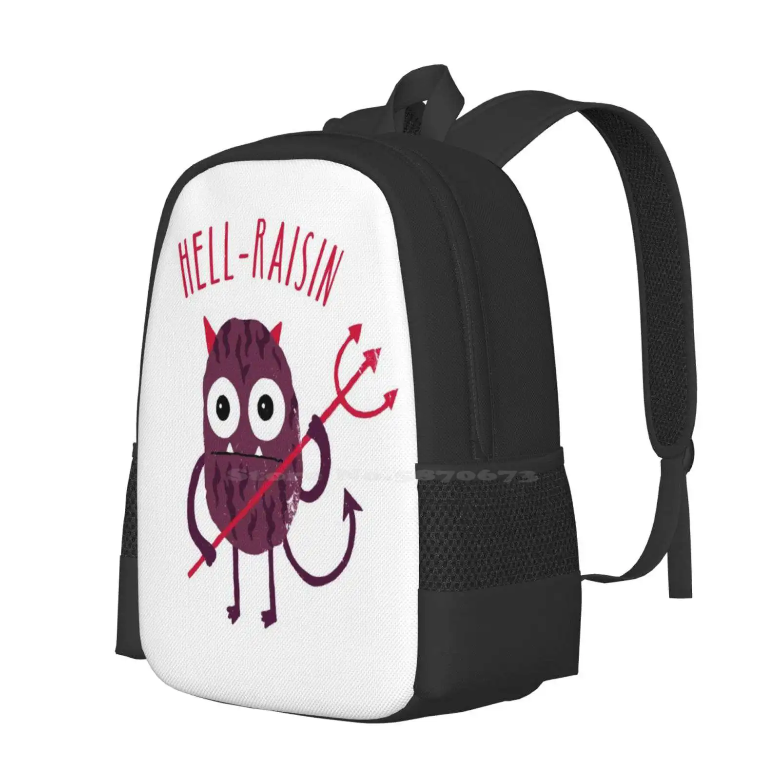 Hell Raisin School Bags For Teenage Girls Laptop Travel Bags Food Hellraising Funny Pun Partying Devil Cute Character Dinomike