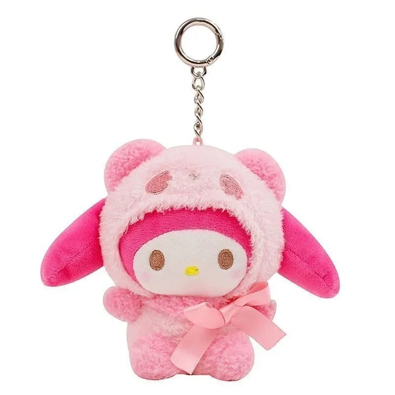 Kawaii Sanrio cartoon anime My melody Kuromi cinnamoroll student compact portable keychain plush pendant decorative toy gift