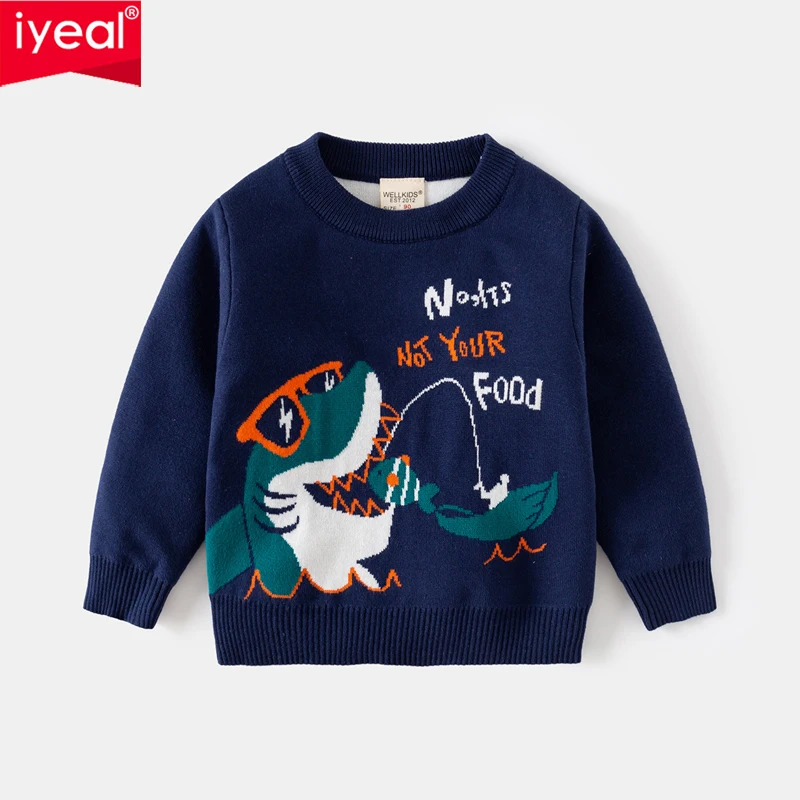 IYEAL  Winter Warm Kids Baby Sweater Cartoon Pattern Infant Boys Girl Knitted Sweater Fall Outwear Children Knitwear Age 2-7Y