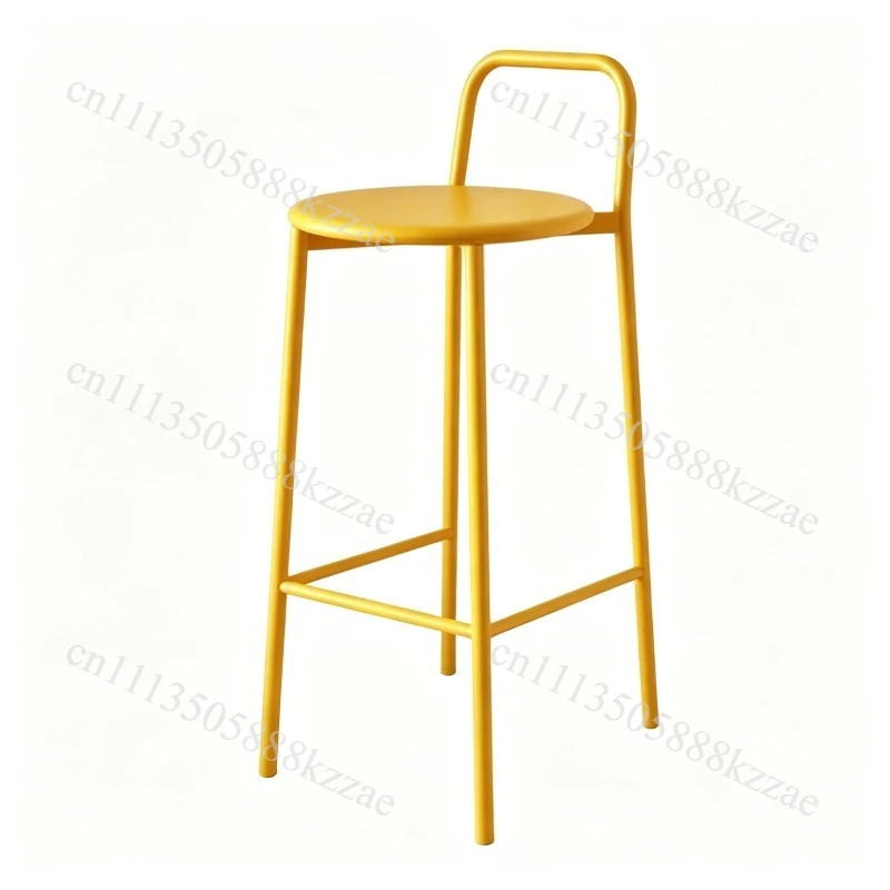 Nordic Designer Bar Stools with Iron Backrest Modern Minimalist High Chairs Outdoor Bar Chairs Stylish Counter Seat for Home