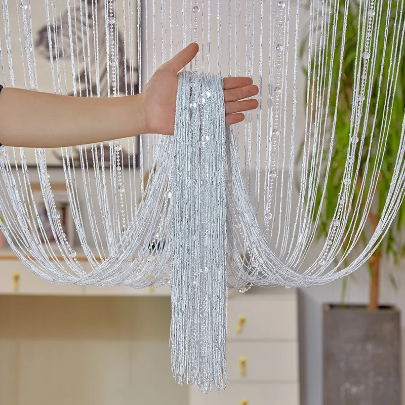 Crystal Beaded Tassel String Curtain 100x200CM - Decorative Room Divider Blind for Door Window Wall Salon