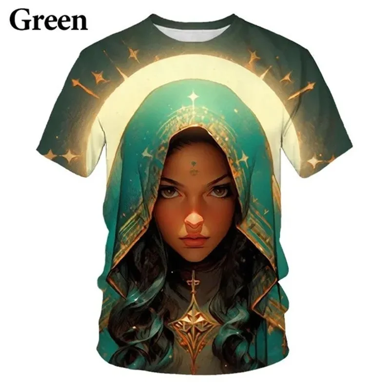 Virgin Mary Christian Graphic T-shirt 3D Printing Mother Of God Cross Faith Casual T Shirt Cool And Fun Leisure Streetwear Tops