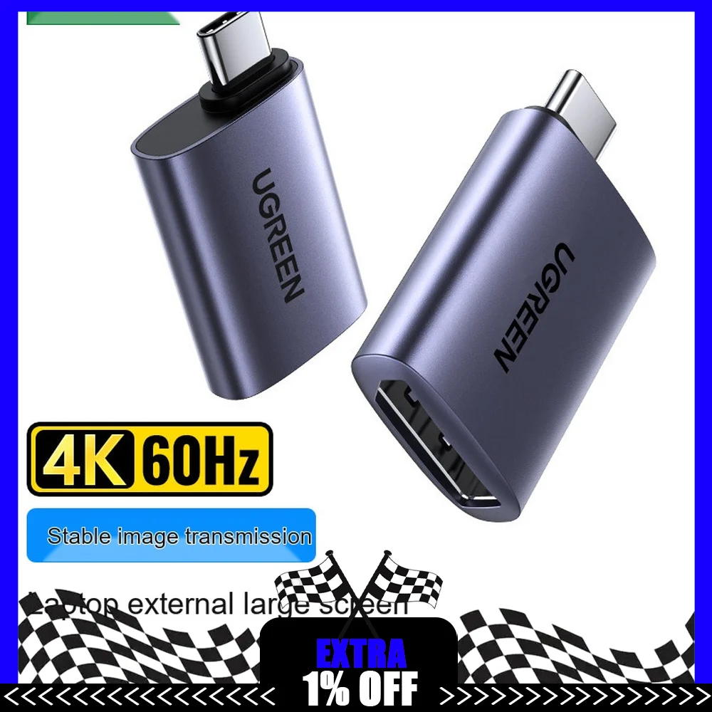 UGREEN 70451 USB C to DisplayPort Adapter 4K 60Hz Type C DP Converter for MacBook Pro Air iPad Laptop Phone Monitor Projector