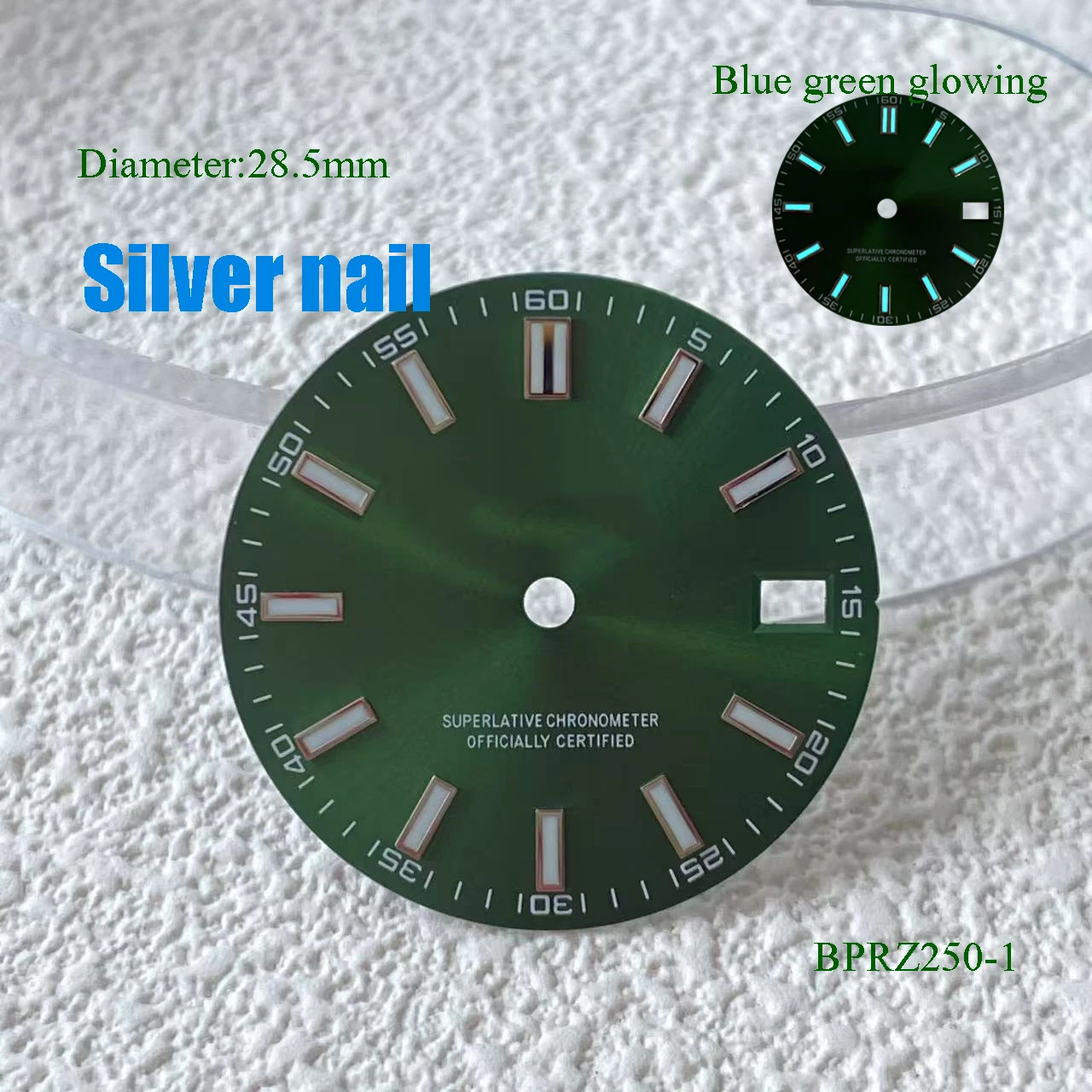 Hot sales 28.5mm S Logo date Dial Suitable For NH35 NH36 Japanese Automatic Movement blue Luminous 29mm s dial Watch Accessories