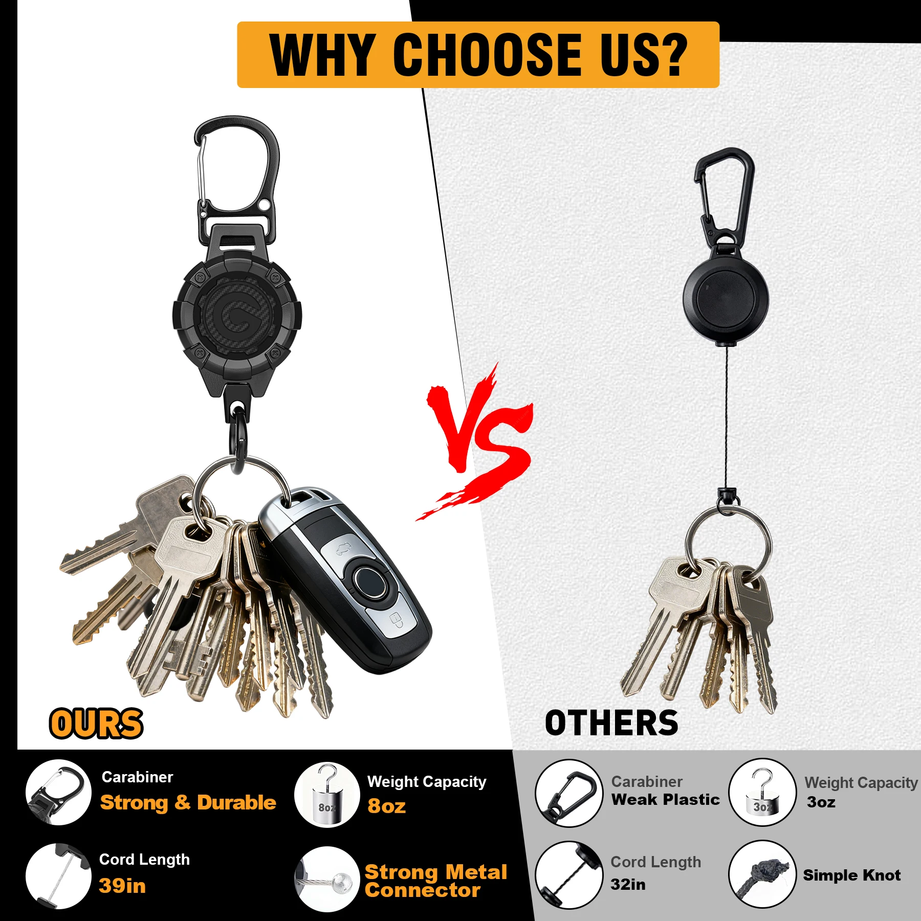 الثقيلة قابل للسحب شارة بكرة المفاتيح التكتيكية معرف شارة حامل حزام الصلب قابل للسحب حبل أدوات متعددة الملحقات #4