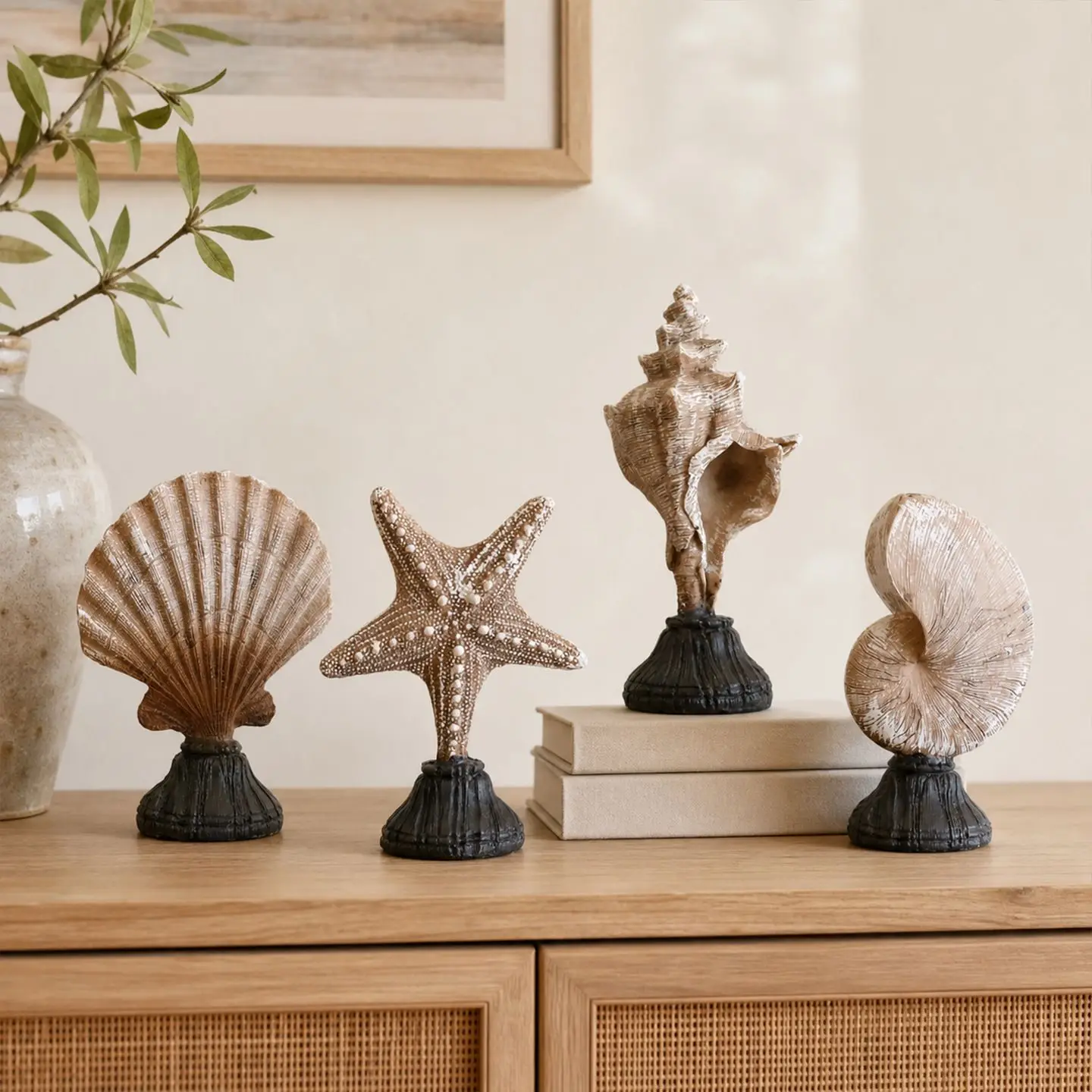 2026 Sea Style Shell Starfish Decorative Ornament Home Living Room Tabletop Craft French Soft Theme
