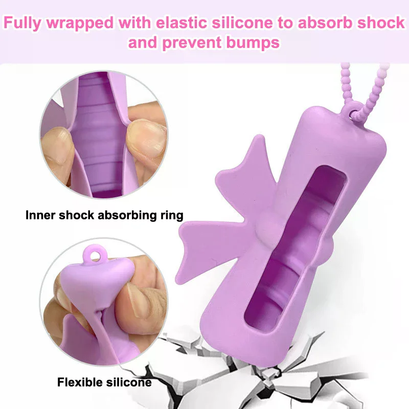 القوس كاندي الفول السوداني شكل سيليكون غطاء أحمر الشفاه سلاسل المفاتيح المحمولة بلون أحمر الشفاه حقيبة التخزين خفيفة الوزن حامل بلسم الشفاه #2