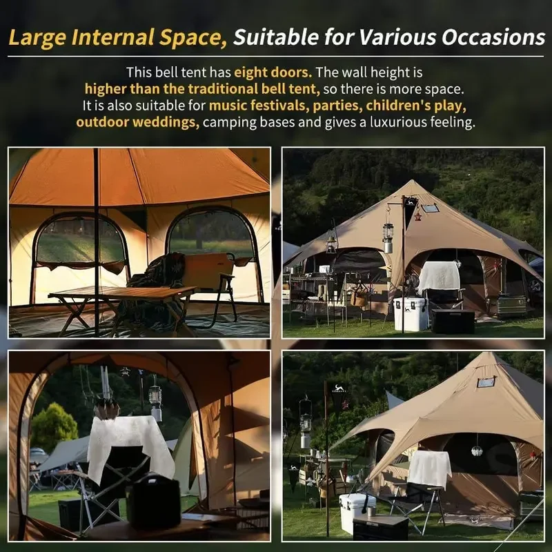 LIHENG Camping Outdoor Tent Strong Waterproof Double-Layer Tent With Aluminum Poles 2/4/6 Person Family Outdoor Camping Tent