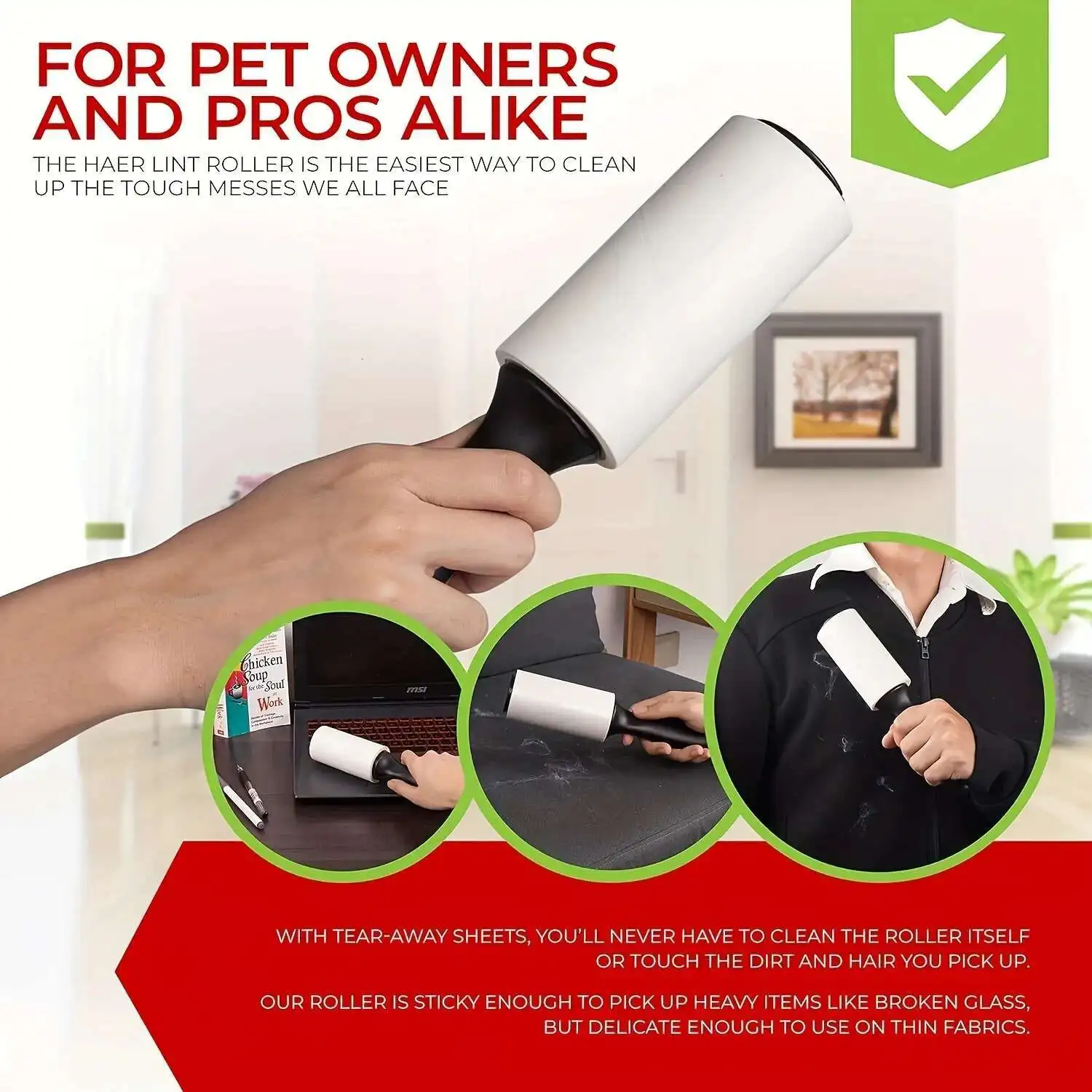 

Extra-Sticky Lint Roller Pet Hair Removal 60 Sheets/Roll,Ideal Dog Cat Owners,Perfect For Clothes Furniture Cleaning
