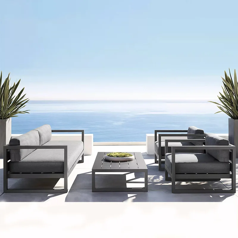 2022 Outdoor Iron Frame 3-Seater Custom Cushions 2170w*850d*780h for Hotels Courtyards Custom Metal Frame Outdoor Furniture