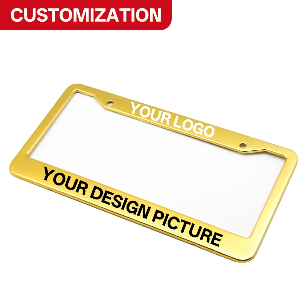 Custom Gold Aluminum License Plate Frame Cover Personalized Logo Design Mount Bracket For Cars & Motorcycles cnc cutting machine