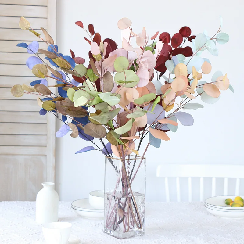 Artificial Eucalyptus Branch Plant Wedding Flower Arrangement for Home Garden Vase Decoration Fake Green Leaves Party DIYWreath