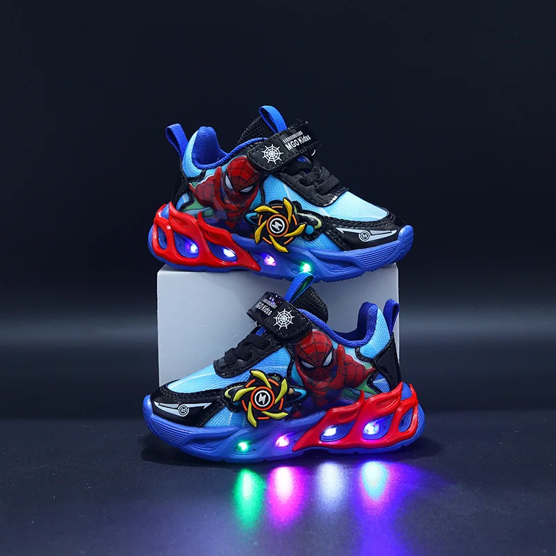 

Kids'Casual Shoes Sneakers Led Light Cartoon Mesh Autumn Fashion Running Shoes For Boys Breathable Anti-slip Red Blue Size 21-30