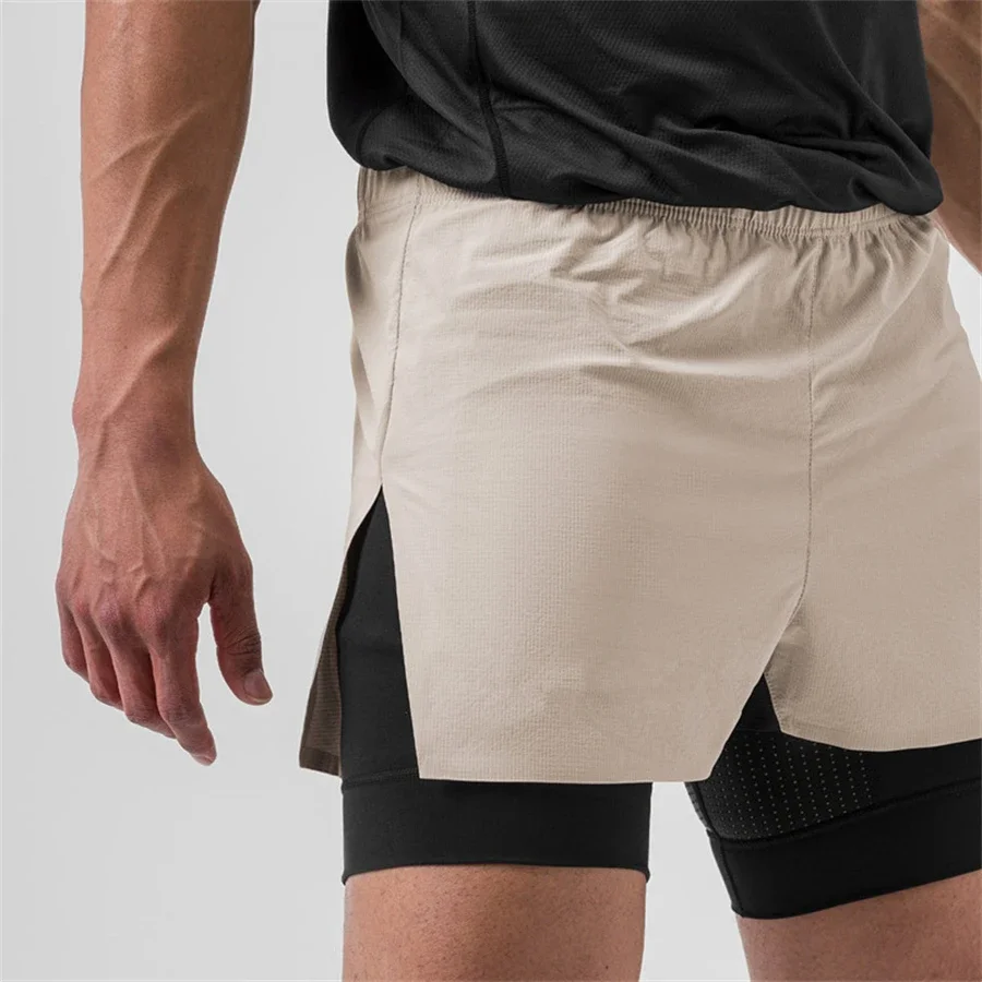 sweatpants Gym workout New shorts for summer 2 in 1 Quick dry beach men\'s running shorts