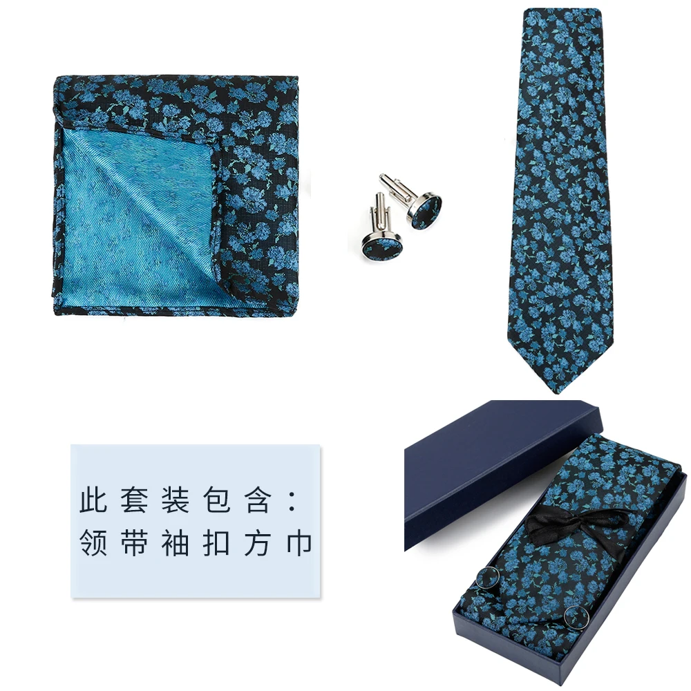 Long Gift Box 40 styles Neckties Set Hanky Cufflinks Jacquard Woven Ties Set For Men Bussiness Wedding Party Accessories