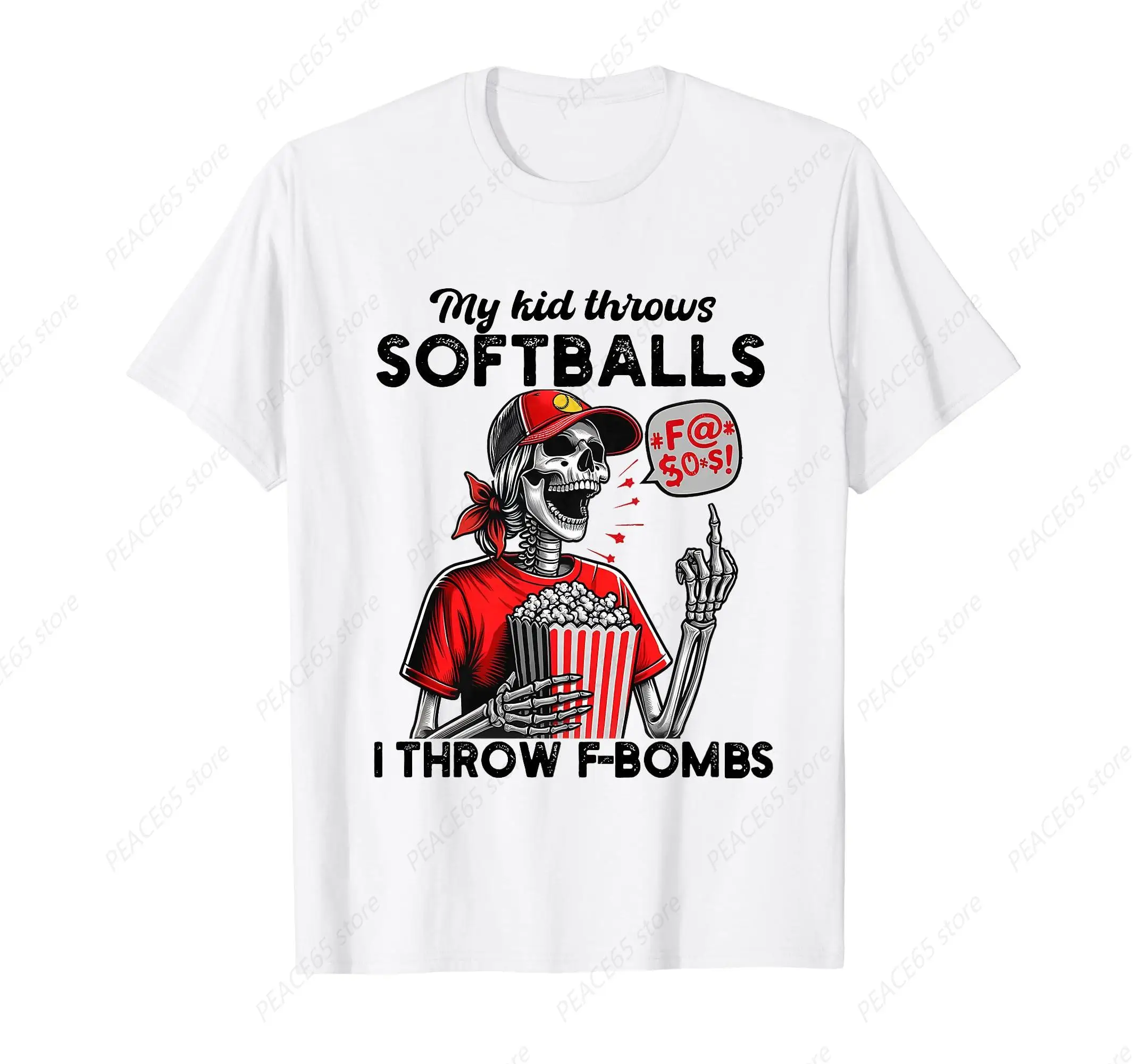 My Kid Throws Softball I throw F-Bombs Funny Softball Mom T-Shirt Women Cotton Sports Lover Tee