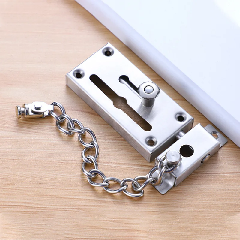 Pin chain lock anti-thief stainless steel door bolt thickened buckle safety doors and windows anti-lock hotel anti-theft chain