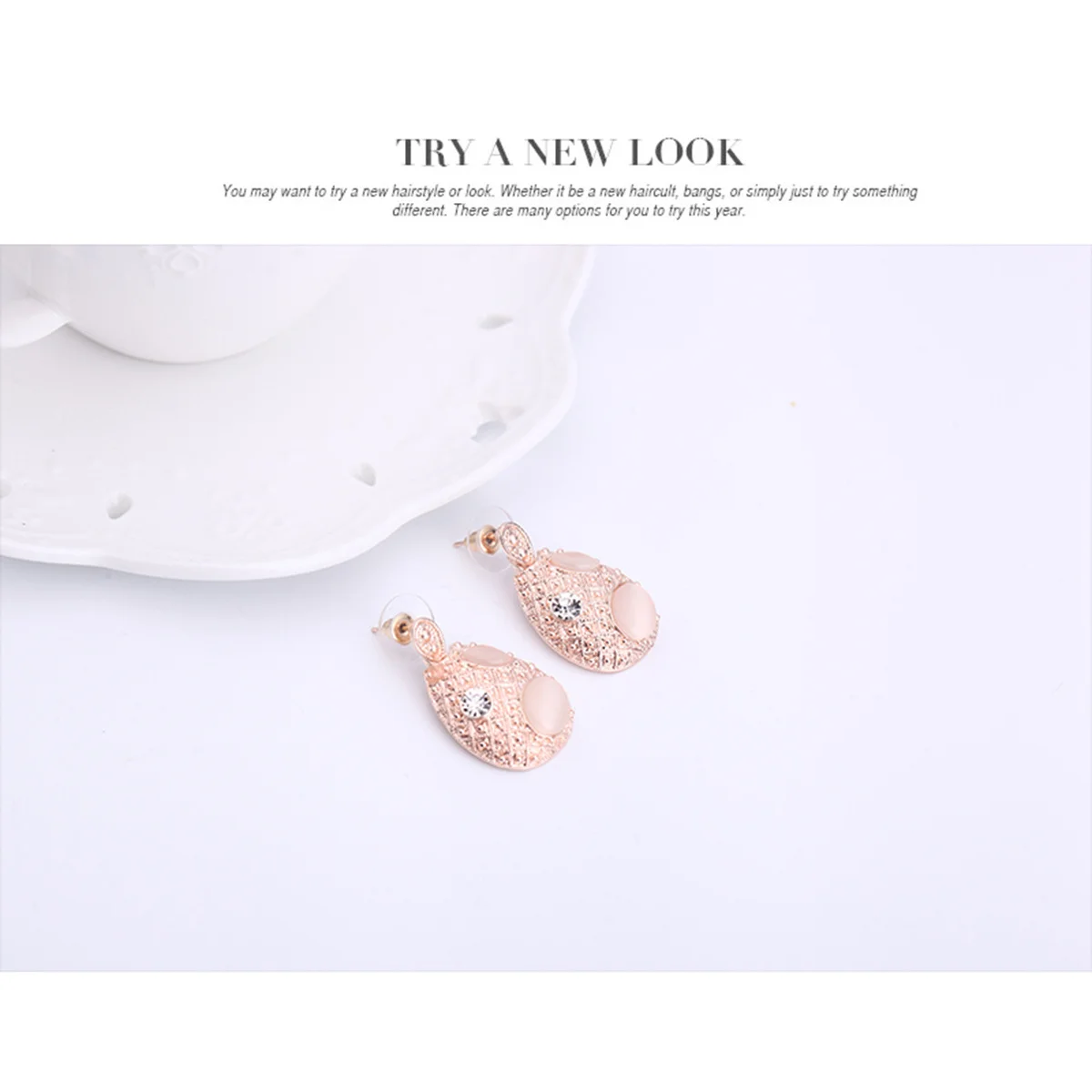 

Cat'S Eye Necklace Earrings Set Oval Crystal Jewelry For Women Lightweight Durable Party Prom Dancing Soirée Summer Picnic