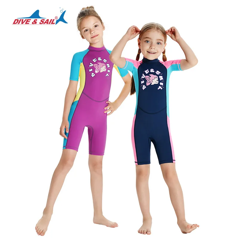 New Children's Sunscreen Swimsuit Short-sleeved Shorts Diving Suit Outdoor Surfing Swimming Jellyfish Quick-drying Suit