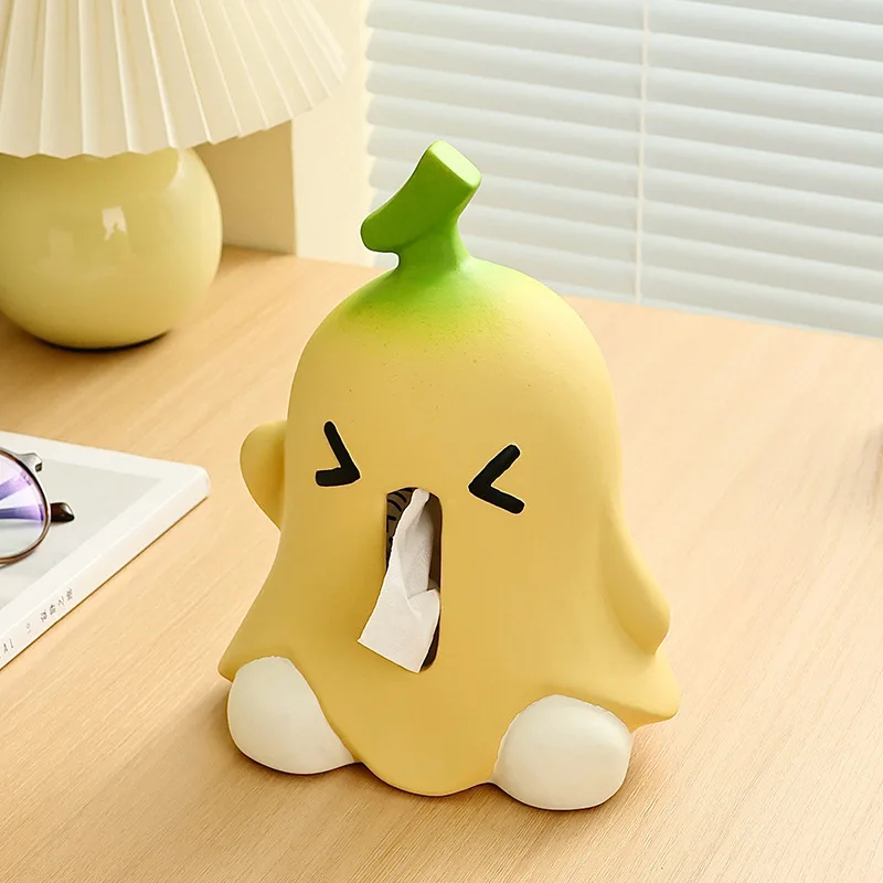 Creative bedroom household high-end ceramic tissue box decorative ornament cute pumping carton for friends