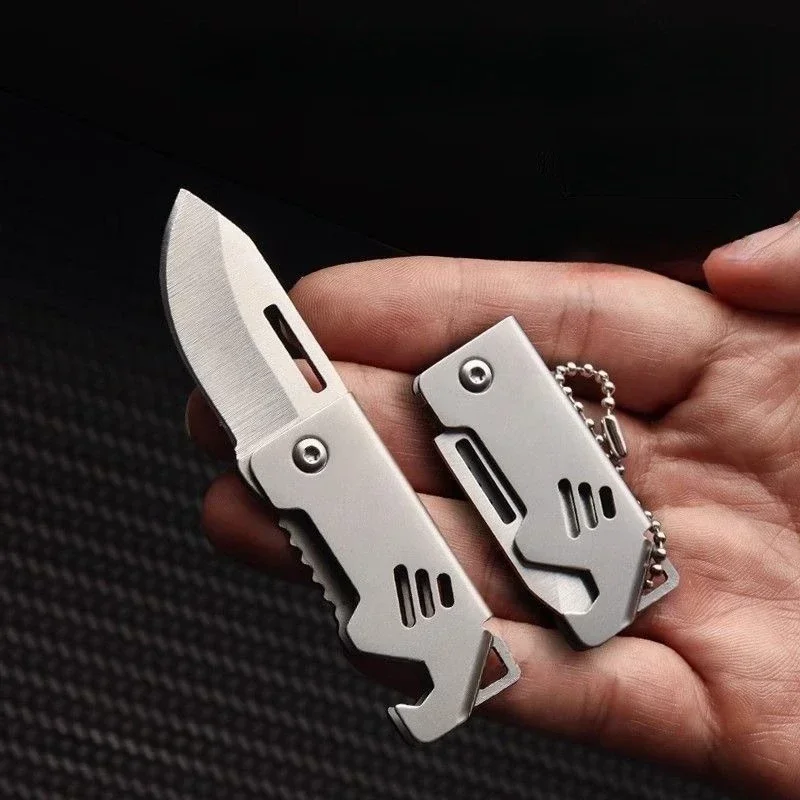 1PC Mini Folding Knife Steel Portable Camping Survival Knife Pocket Folding Knife Self-defense Keyknife Keychain Pendant