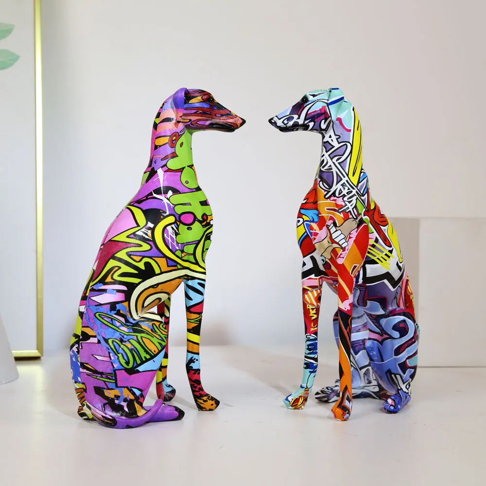 Modern Creative Painted Colorful Greyhound Doberman Decoration Home Wine Cabinet Welcome Dog Desktop Decoration Craftssoft Decor