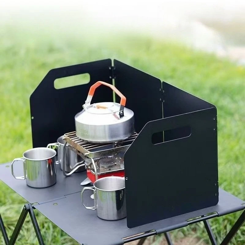 Portable Fold‑able Stove Wind Shield Outdoor Camping Wind‑proof Baffle for Gas Burner Cassette Stove Cooking Use